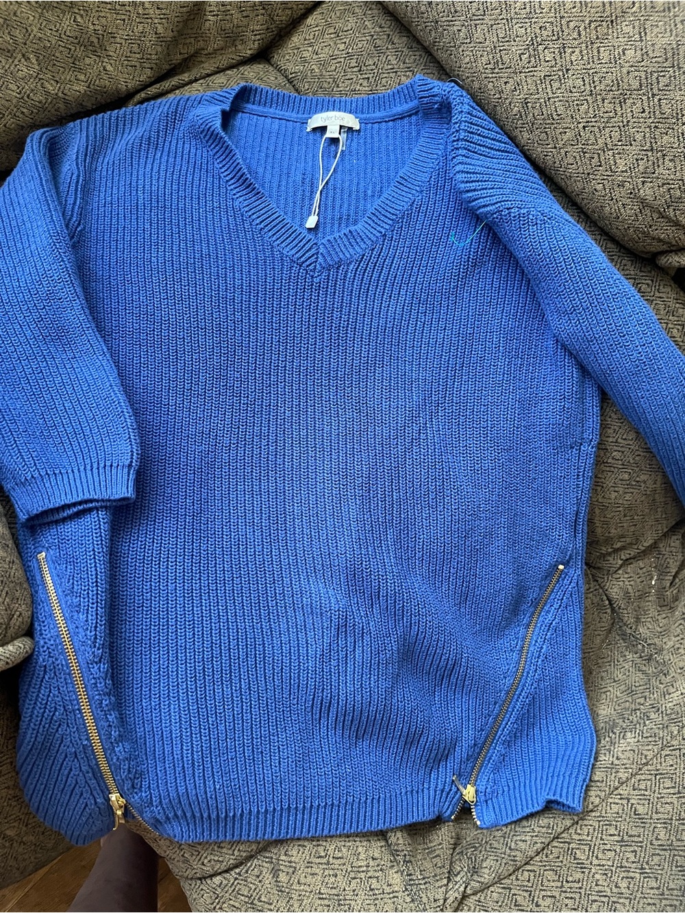 Tyler Boe Royal Blue Ribbed Knit Sweater